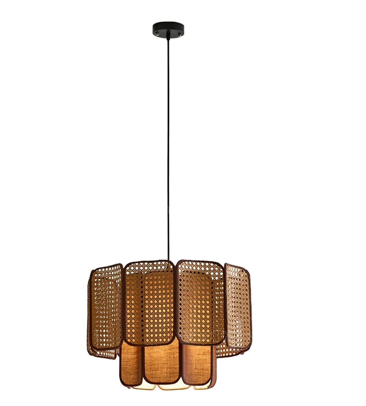 Cane lampă suspendată vintage cu abajur textil
