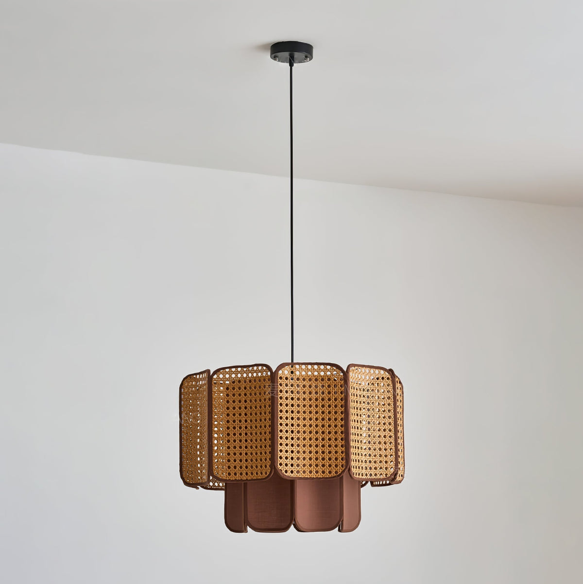 Cane lampă suspendată vintage cu abajur textil