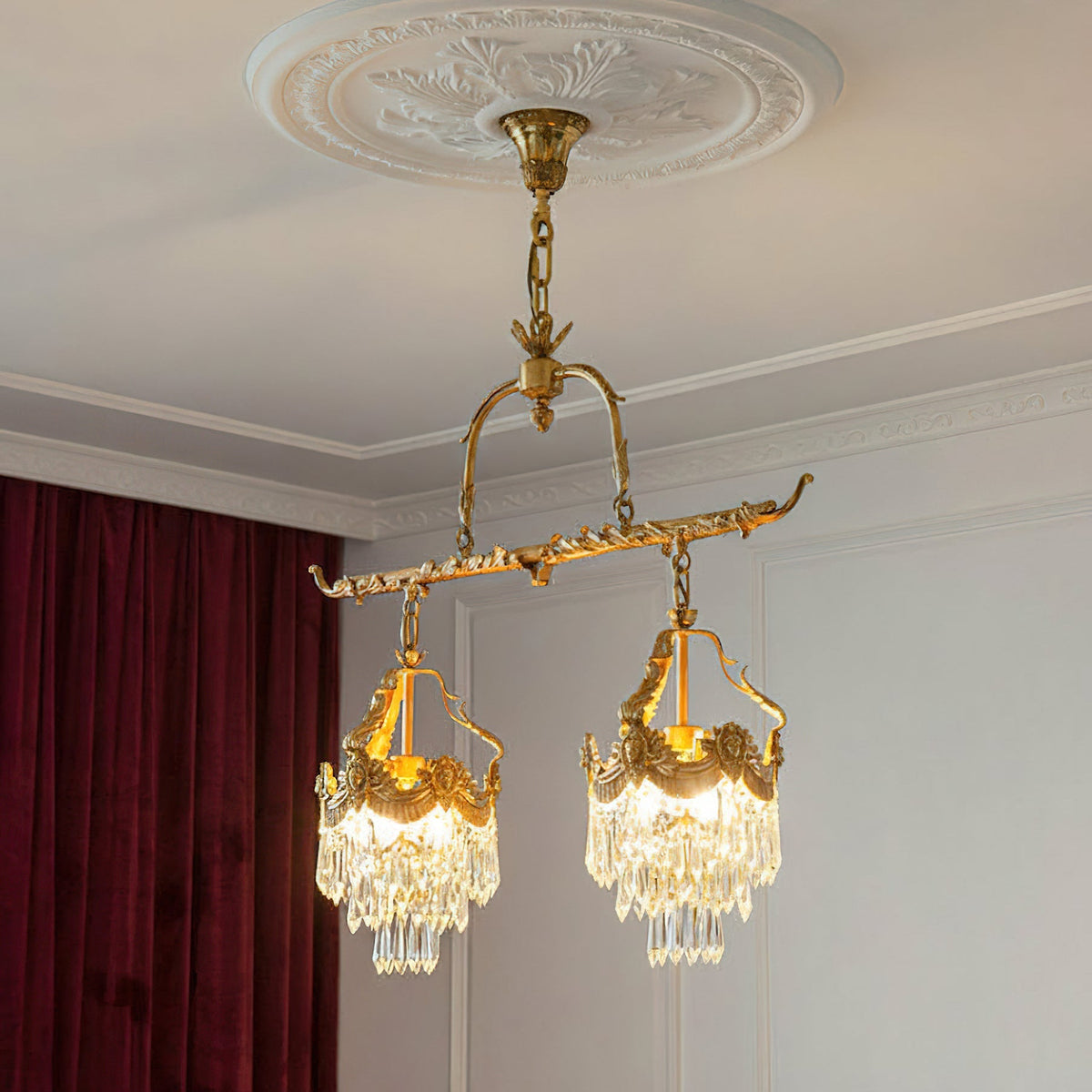 Seraphelion lampă suspendată din cristal, colorată, liniară