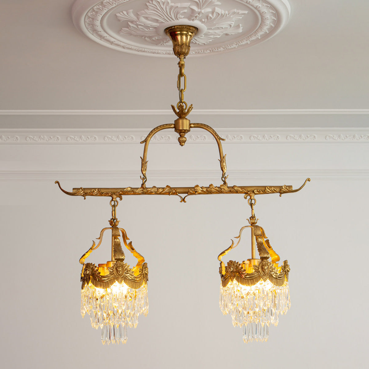 Seraphelion lampă suspendată din cristal, colorată, liniară