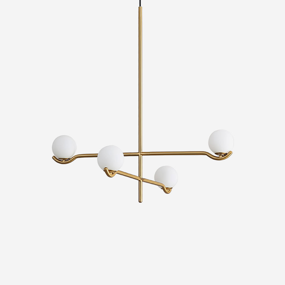 Elvian candelabru alb din alamă, minimalist, cu glob