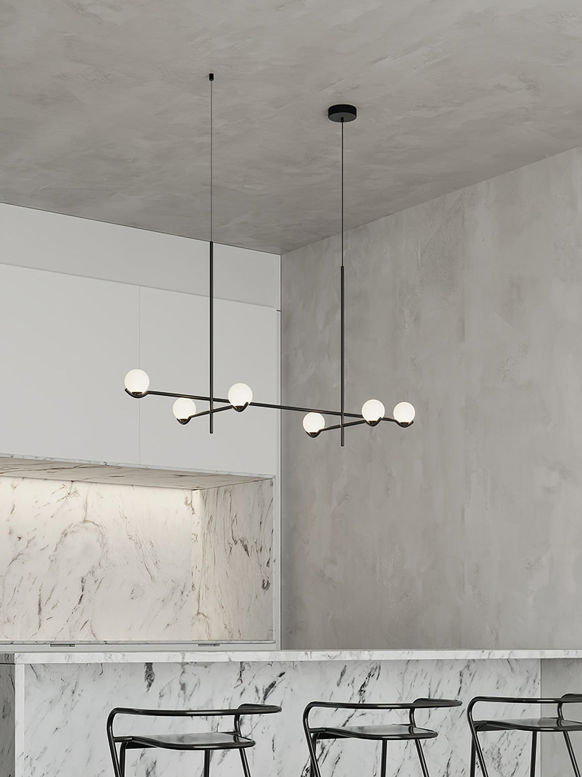 Elvian candelabru alb din alamă, minimalist, cu glob