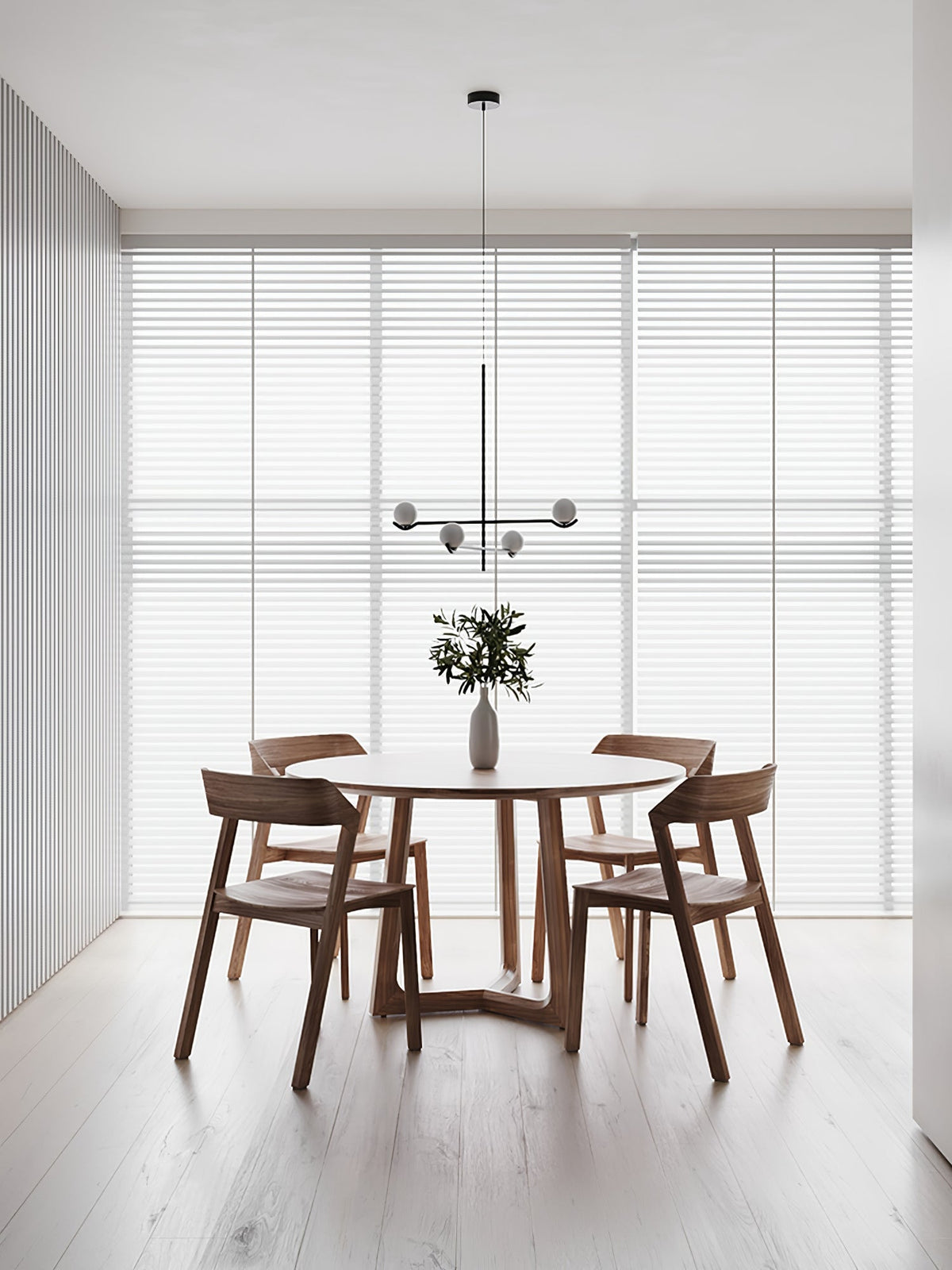 Elvian candelabru alb din alamă, minimalist, cu glob