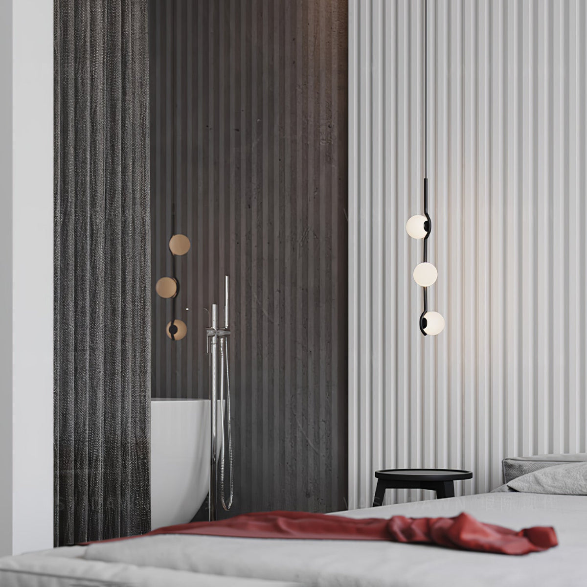 Elvian candelabru alb din alamă, minimalist, cu glob