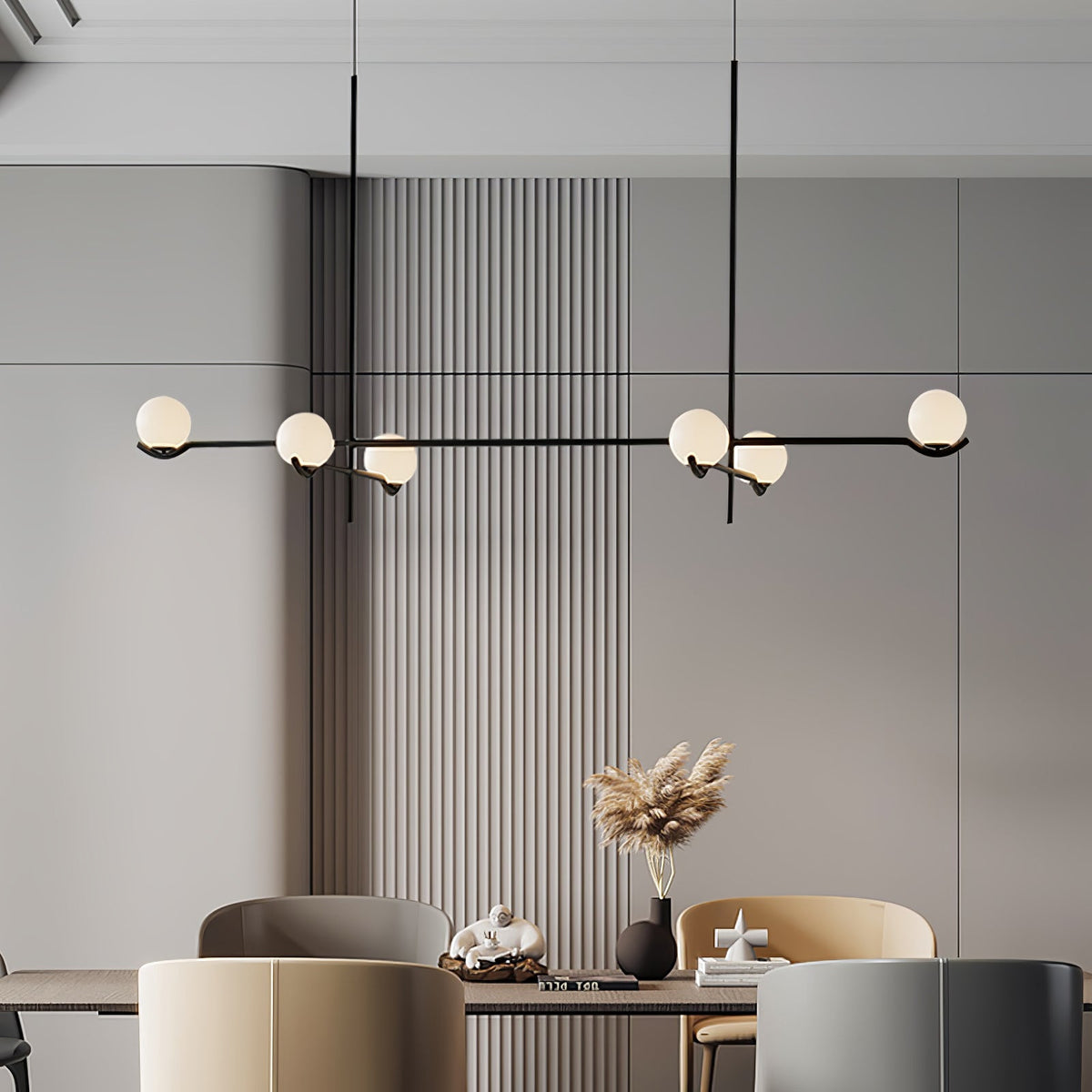 Elvian candelabru alb din alamă, minimalist, cu glob
