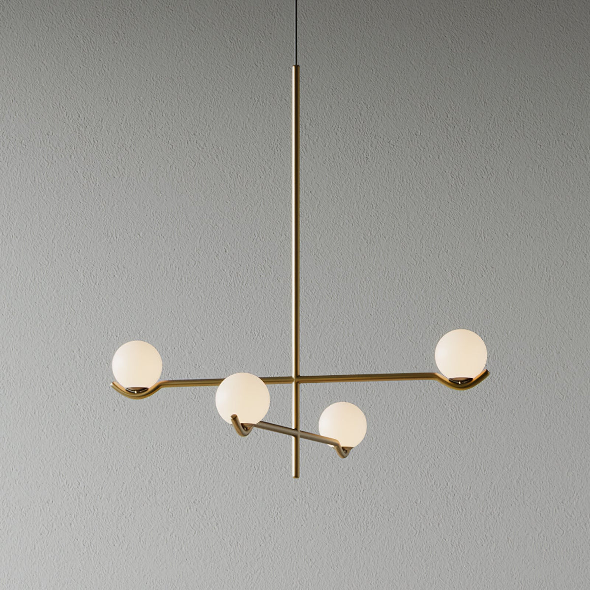Elvian candelabru alb din alamă, minimalist, cu glob