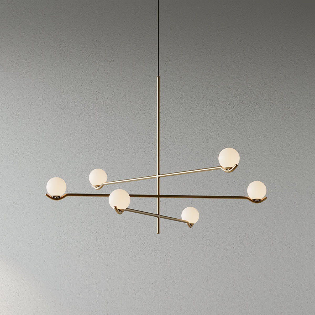 Elvian candelabru alb din alamă, minimalist, cu glob