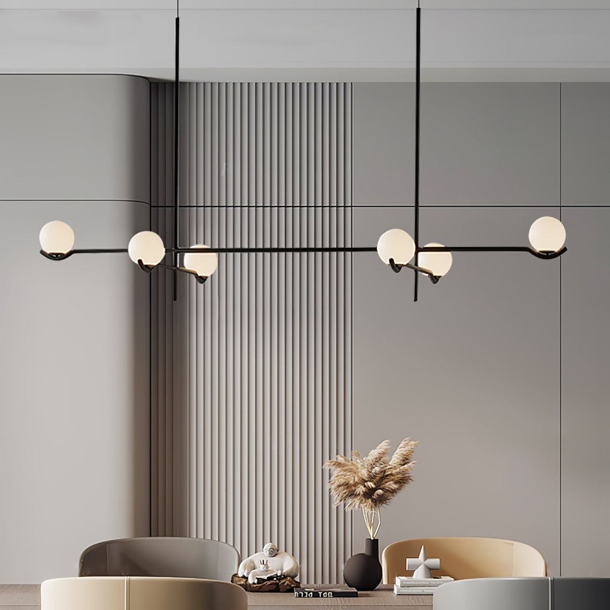 Elvian candelabru alb din alamă, minimalist, cu glob
