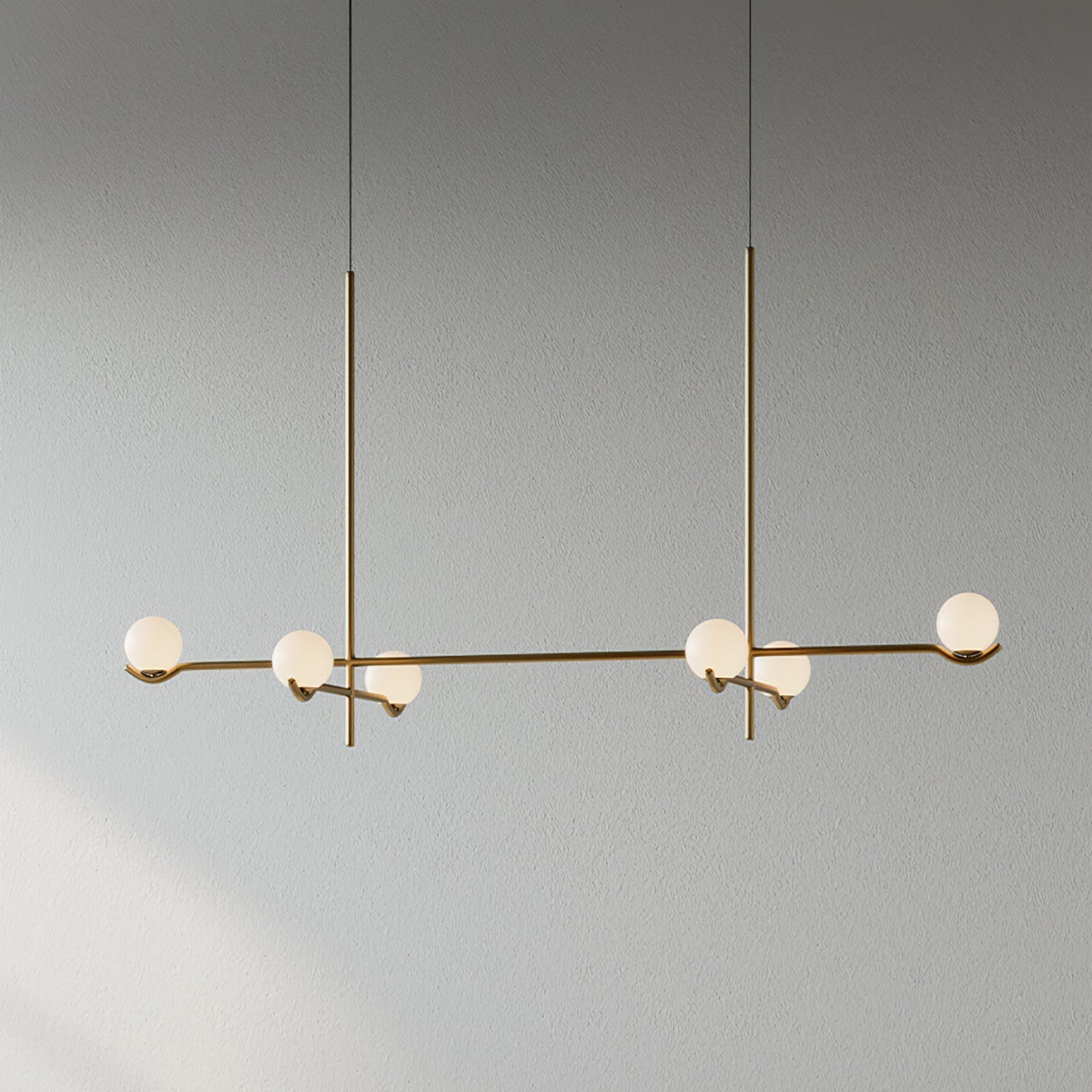 Elvian candelabru alb din alamă, minimalist, cu glob