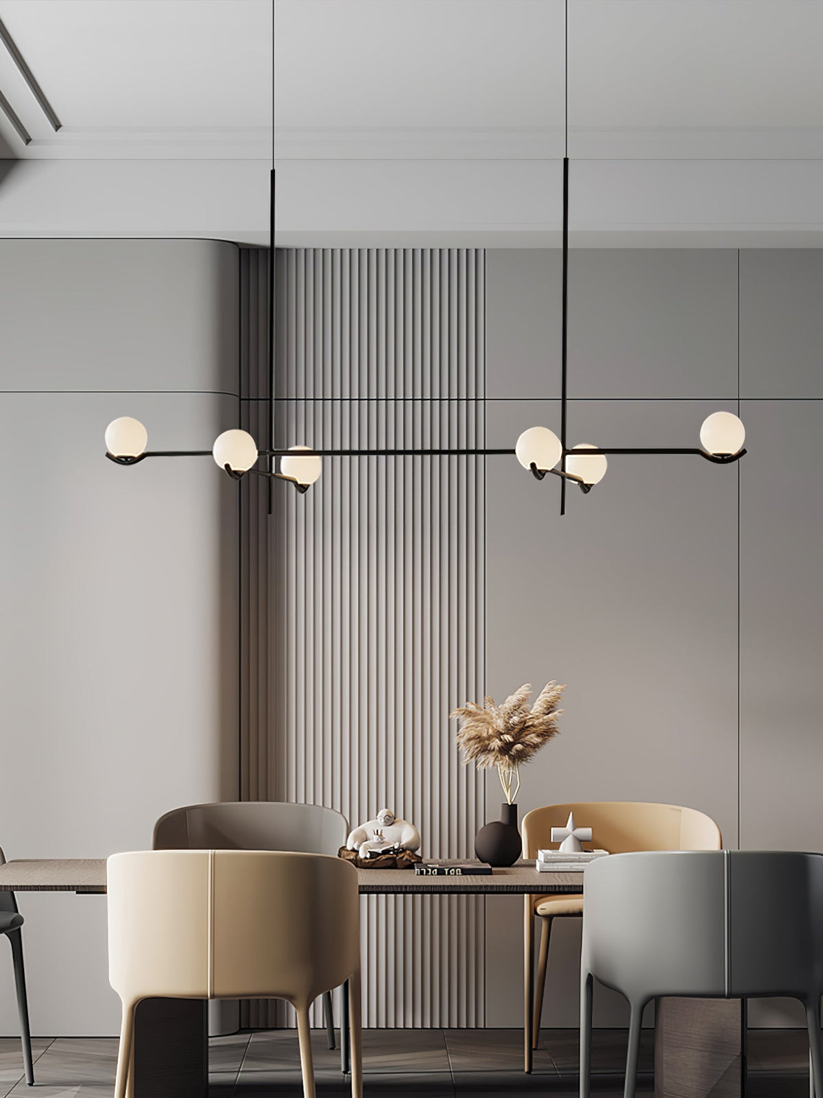 Elvian candelabru alb din alamă, minimalist, cu glob