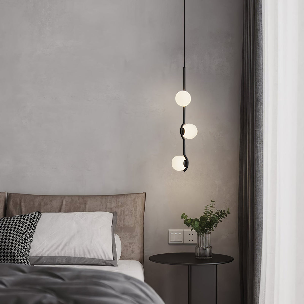 Elvian candelabru alb din alamă, minimalist, cu glob