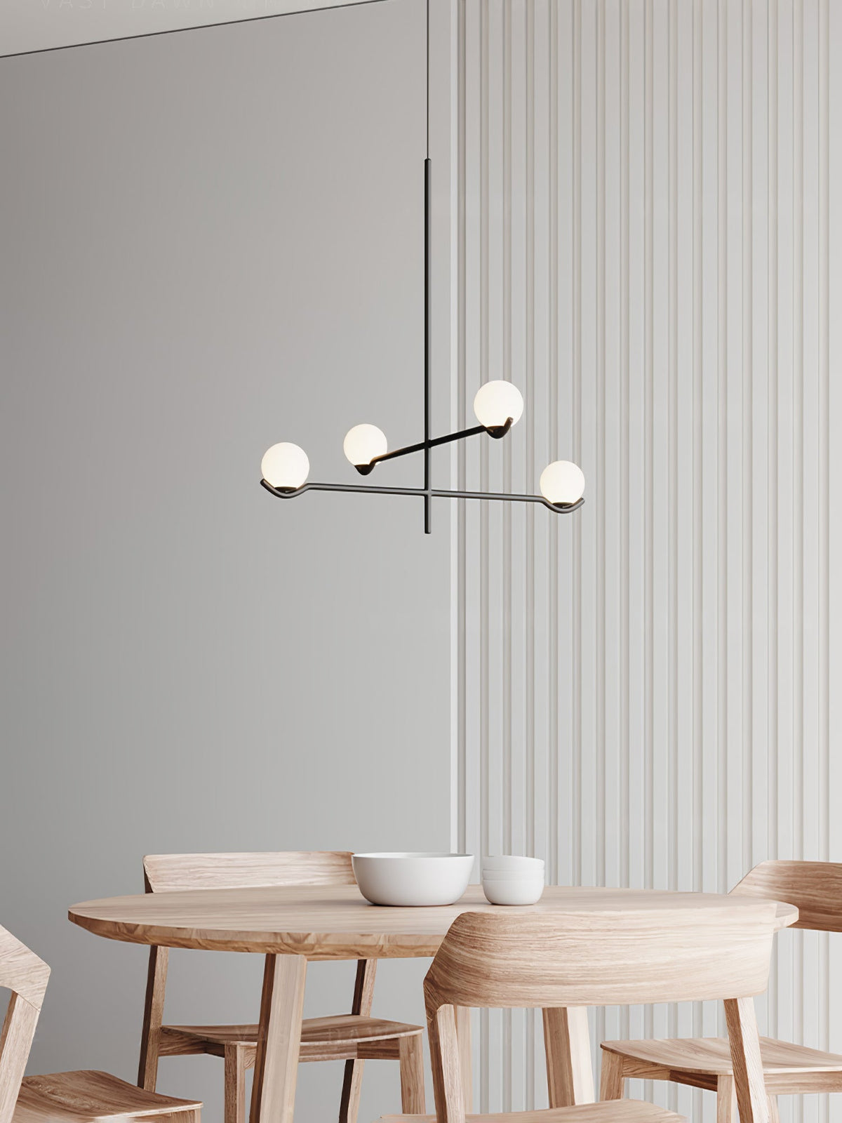 Elvian candelabru alb din alamă, minimalist, cu glob