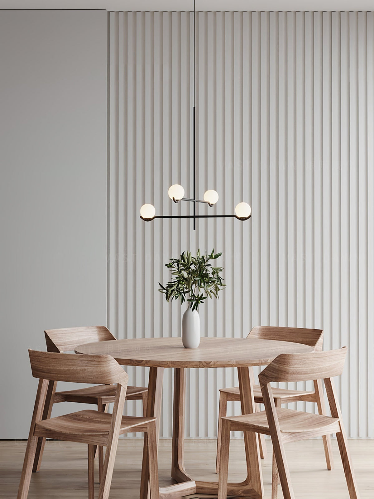 Elvian candelabru alb din alamă, minimalist, cu glob