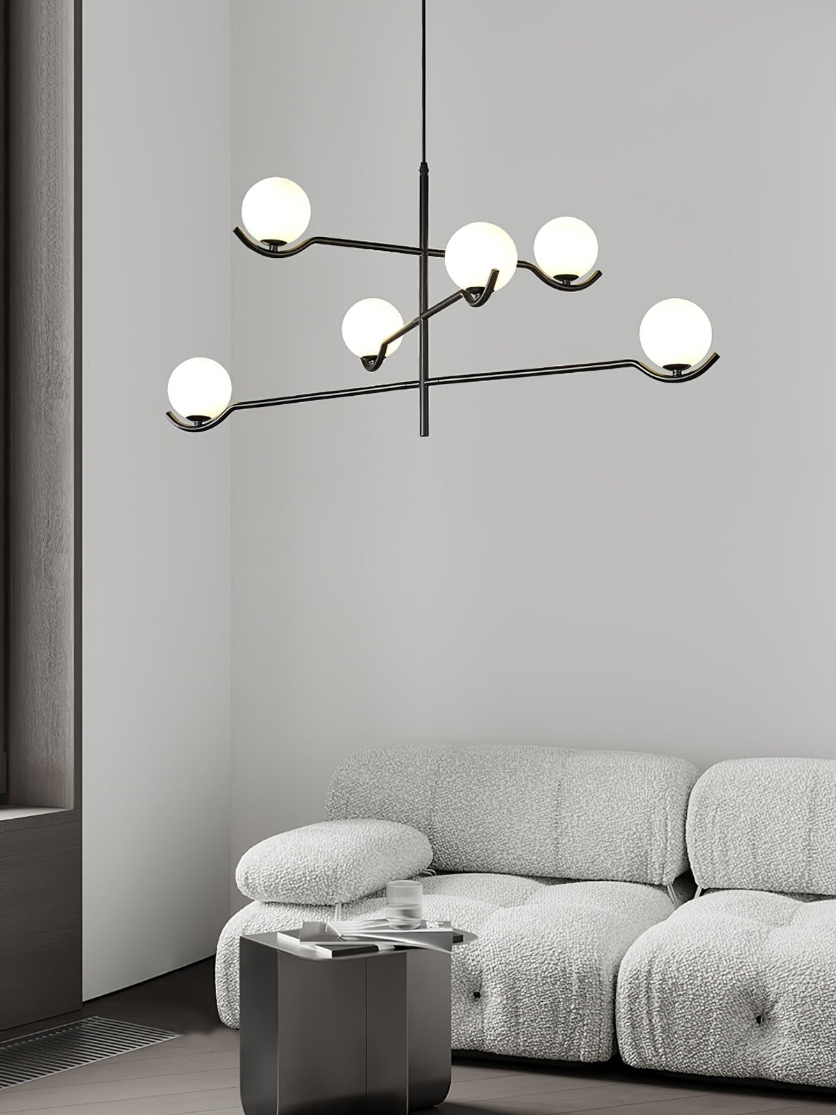 Elvian candelabru alb din alamă, minimalist, cu glob