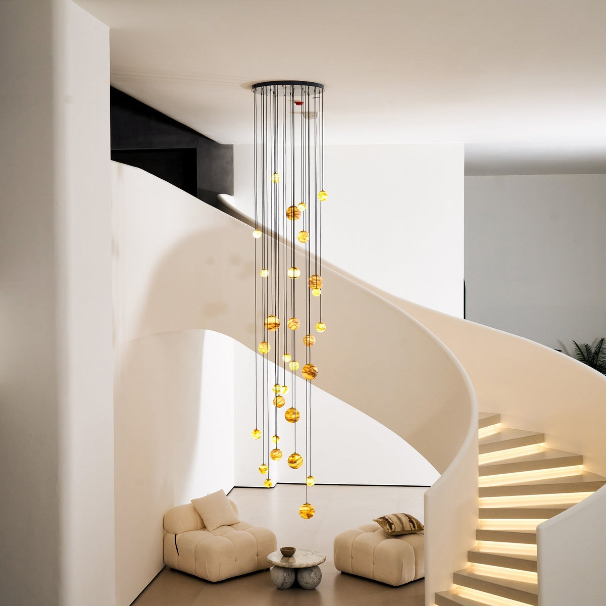 Sultana candelabru  din alabastru cu formă de cluster orb cascade