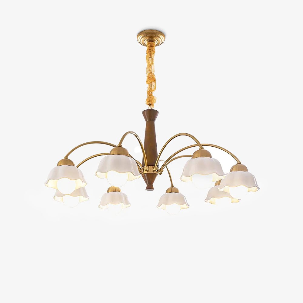 Bellin candelabru din lemn și ceramică, floral