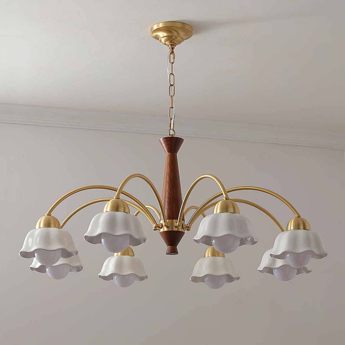 Bellin candelabru din lemn și ceramică, floral