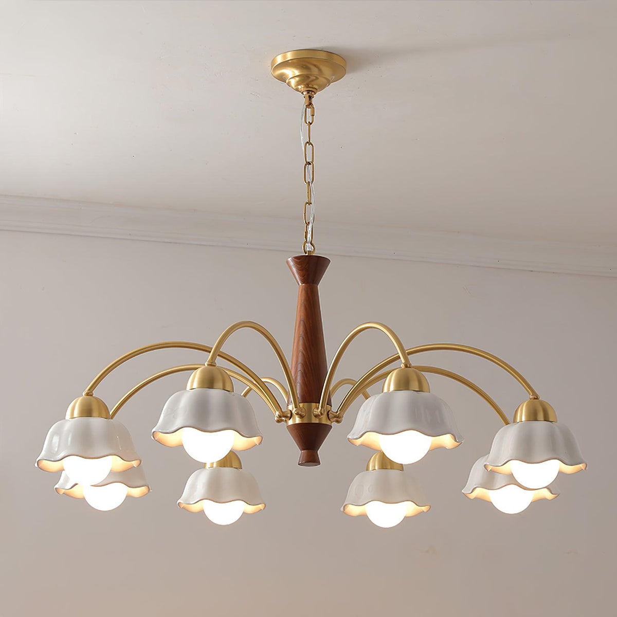 Bellin candelabru din lemn și ceramică, floral
