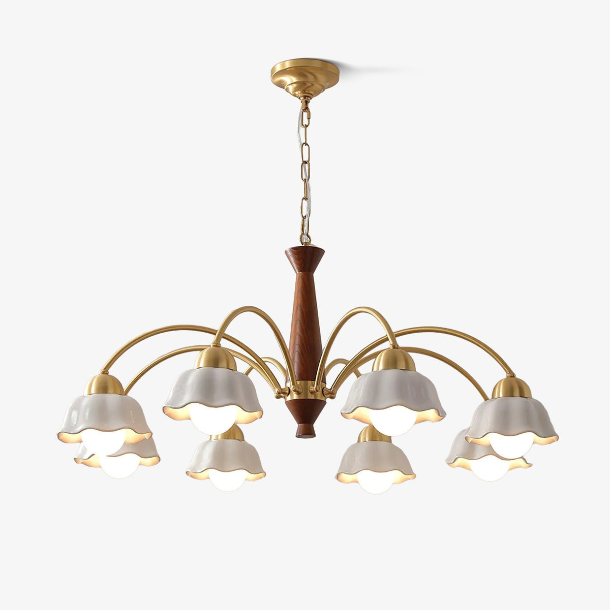 Bellin candelabru din lemn și ceramică, floral