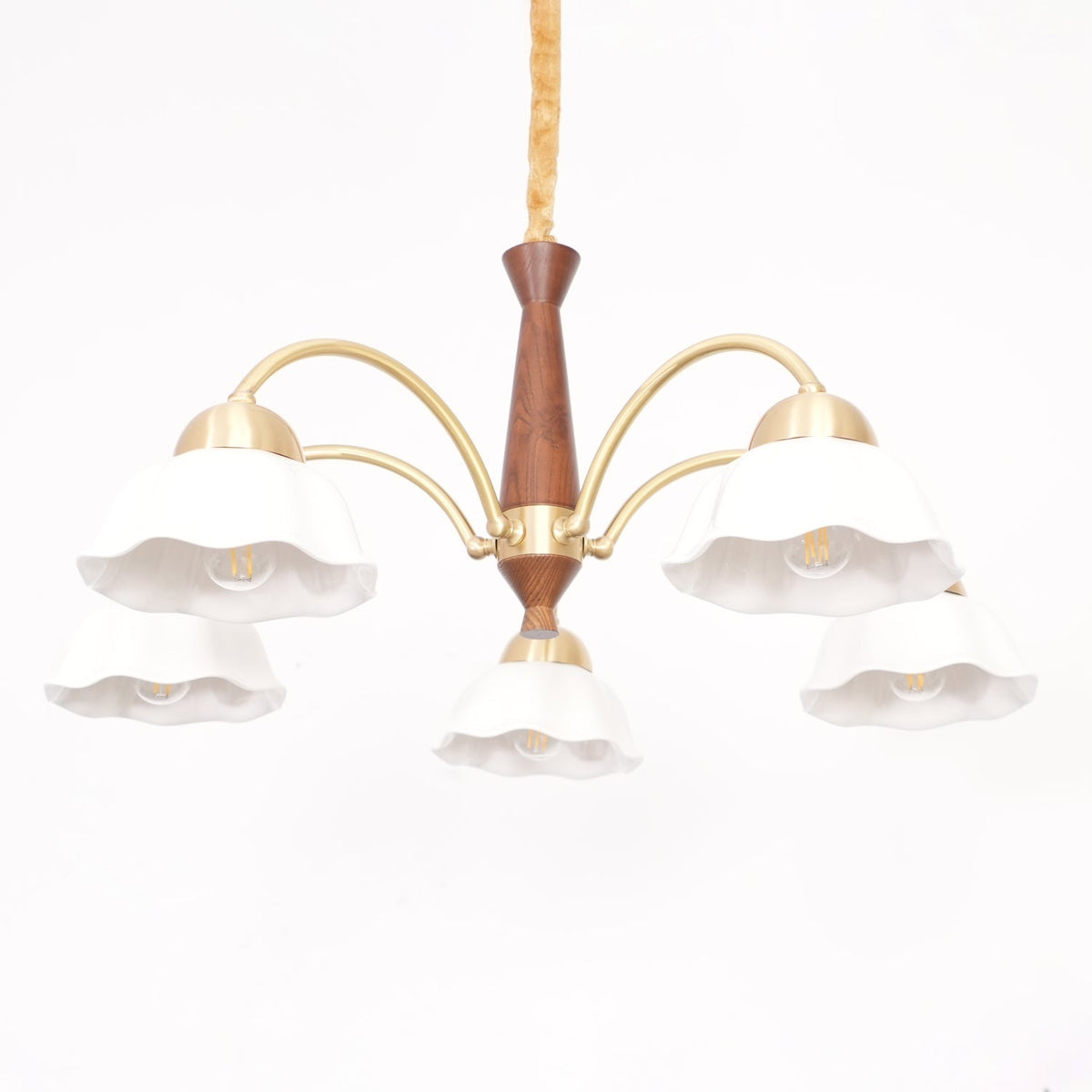 Bellin candelabru din lemn și ceramică, floral