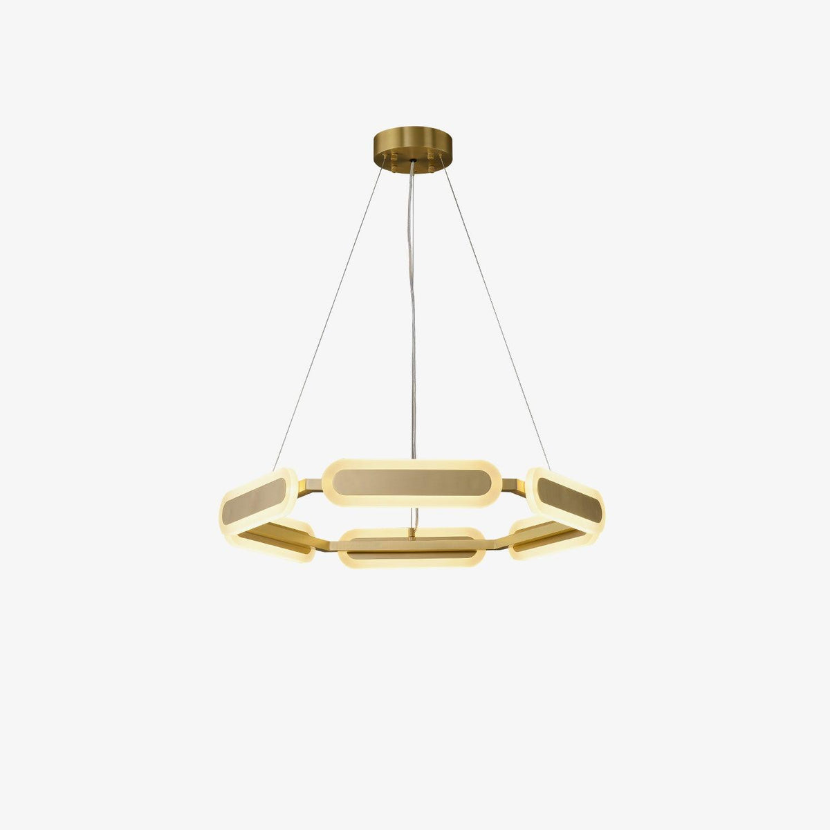 Din candelabru din alamă, geometric, în formă de inel
