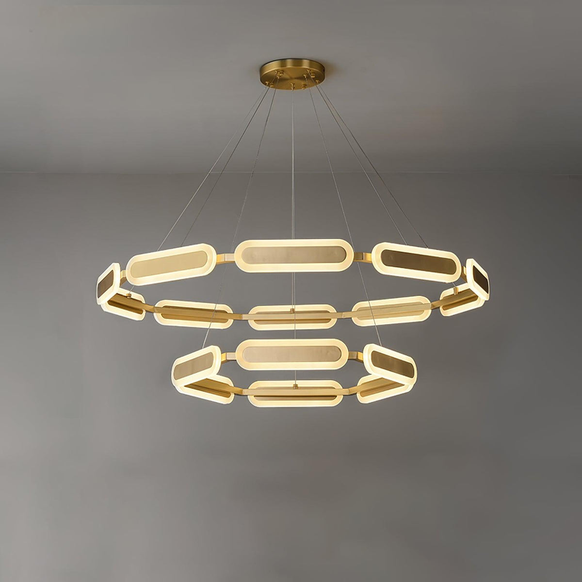 Din candelabru din alamă, geometric, în formă de inel