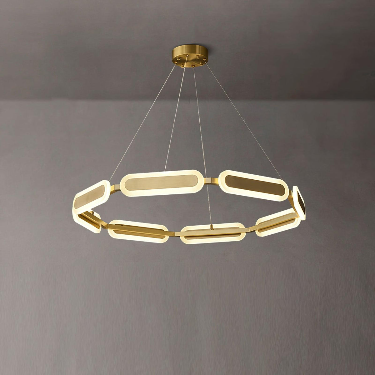 Din candelabru din alamă, geometric, în formă de inel