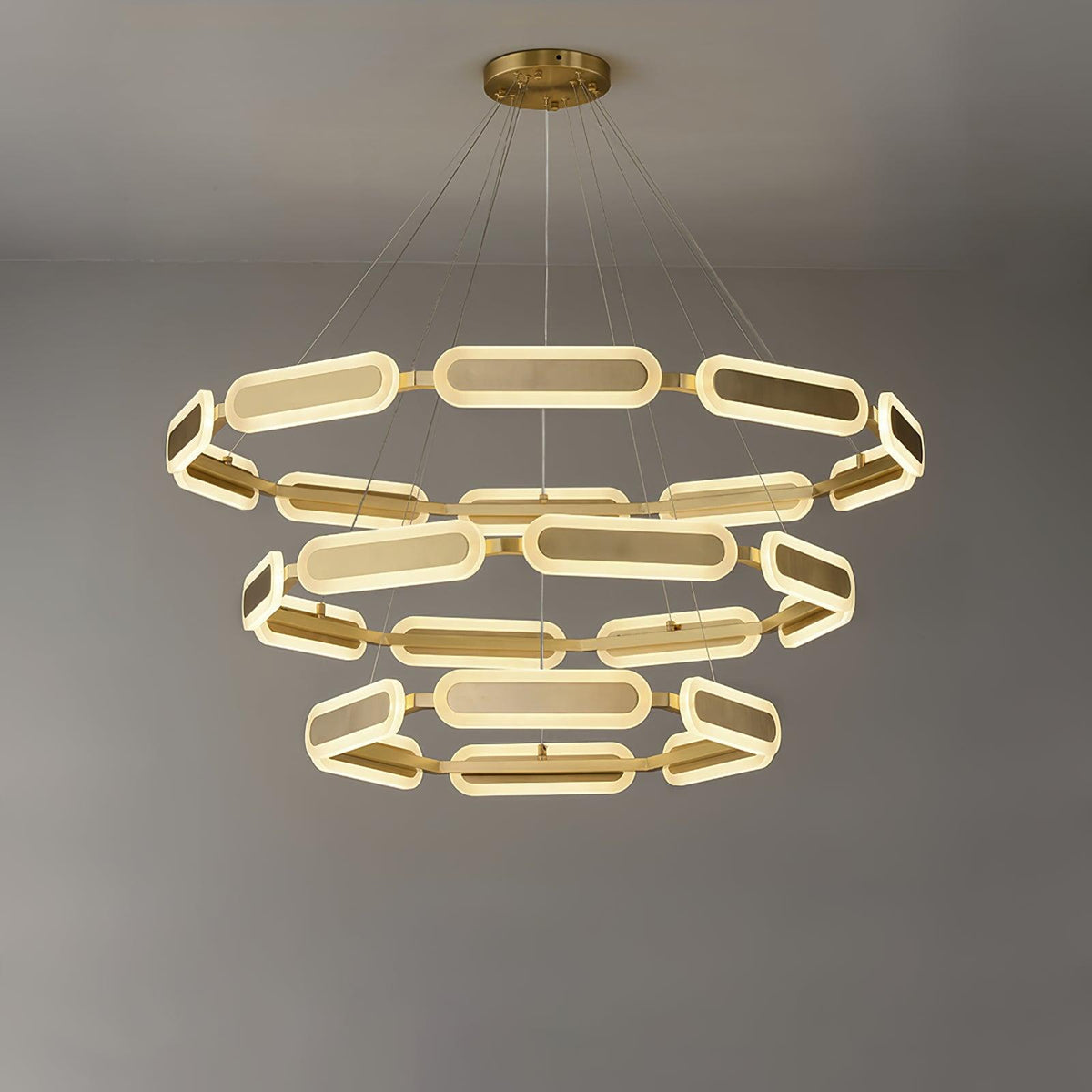 Din candelabru din alamă, geometric, în formă de inel