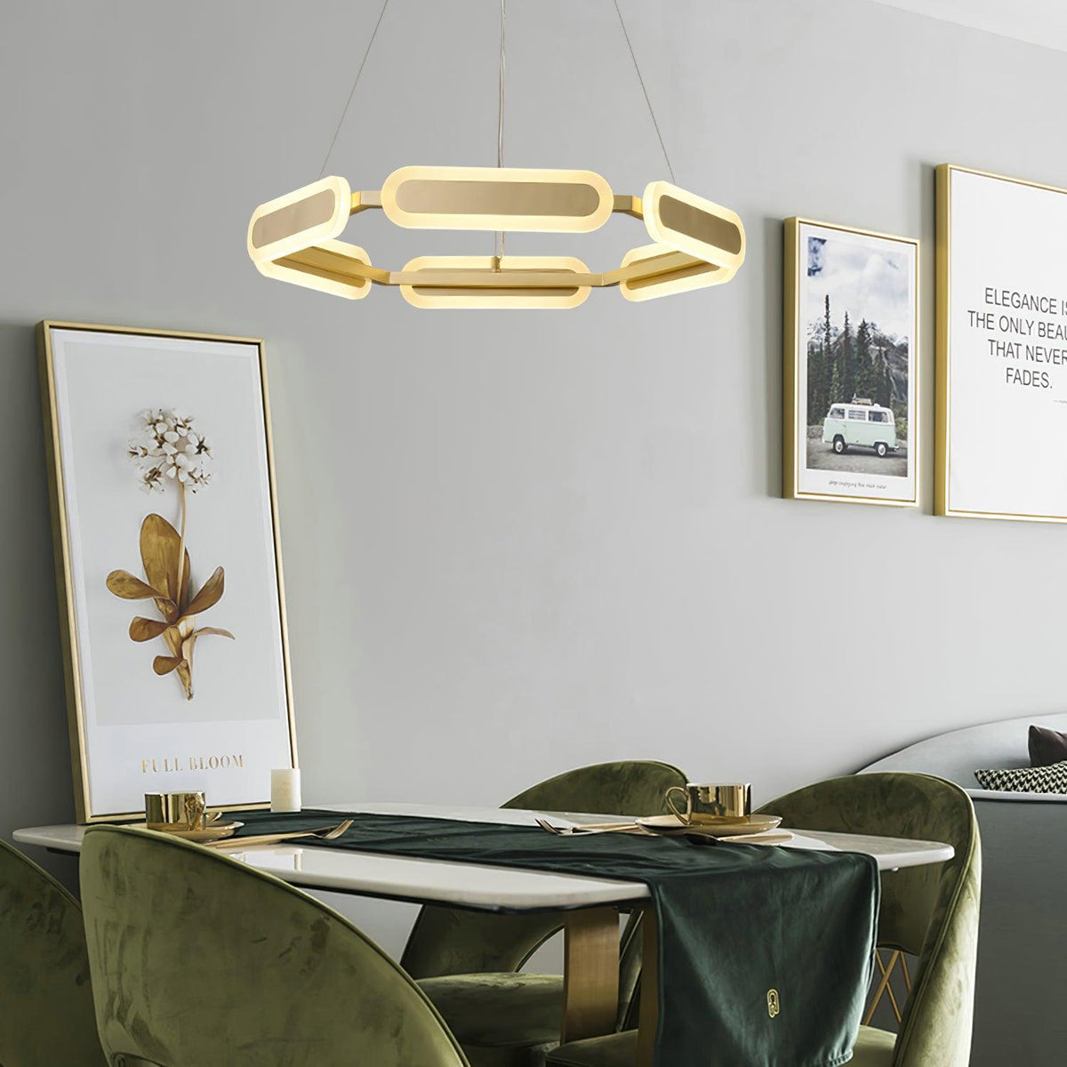 Din candelabru din alamă, geometric, în formă de inel