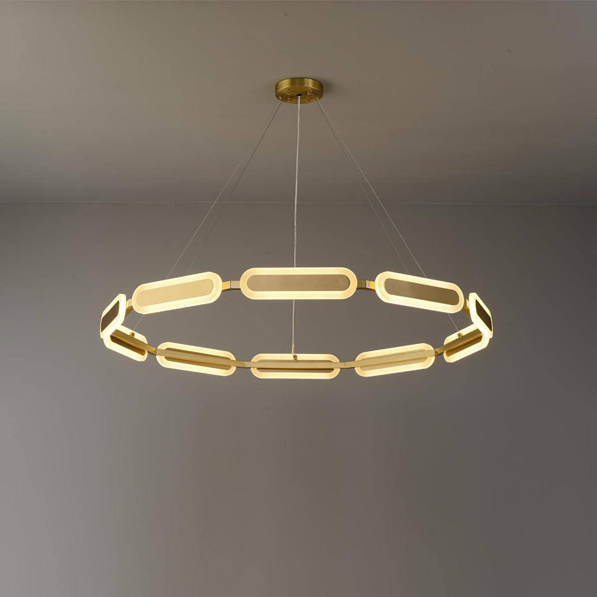 Din candelabru din alamă, geometric, în formă de inel