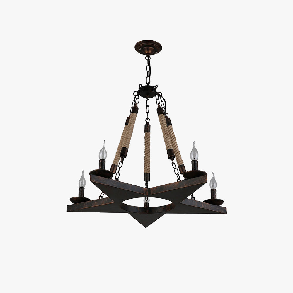 Epoch Retro Pentagram candelabru metal Ruginat/Frânghie Cafe/Restaurant, pentru cafenea