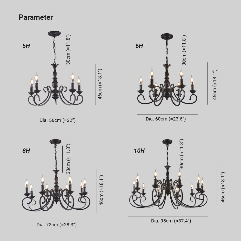 Silva Creative Retro Candle candelabru negru metal pentru dormitor