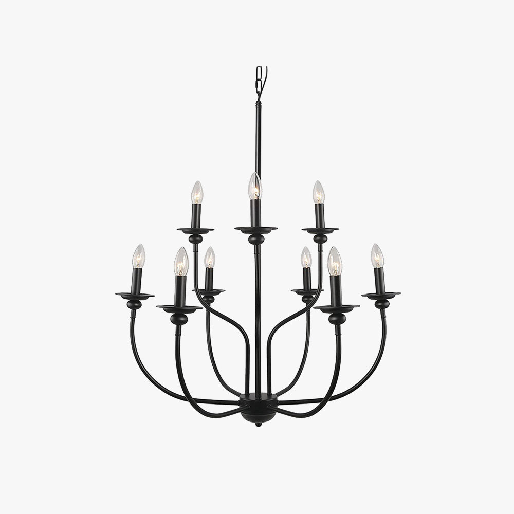 Silva candelabru negru din metal, modern, LED, pentru dormitor și living