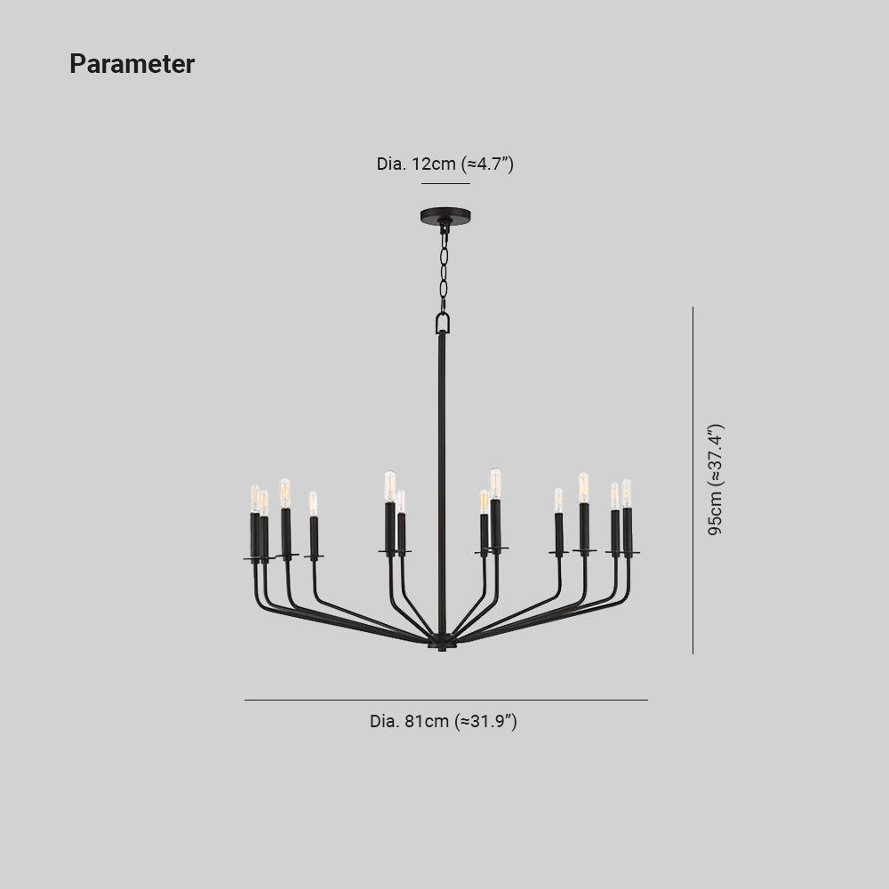Silva candelabru negru din metal, modern, industrial, LED, pentru living