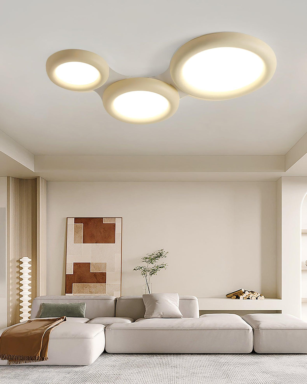 Plafonieră aplicată bej cu rozetă de tavan minimalist