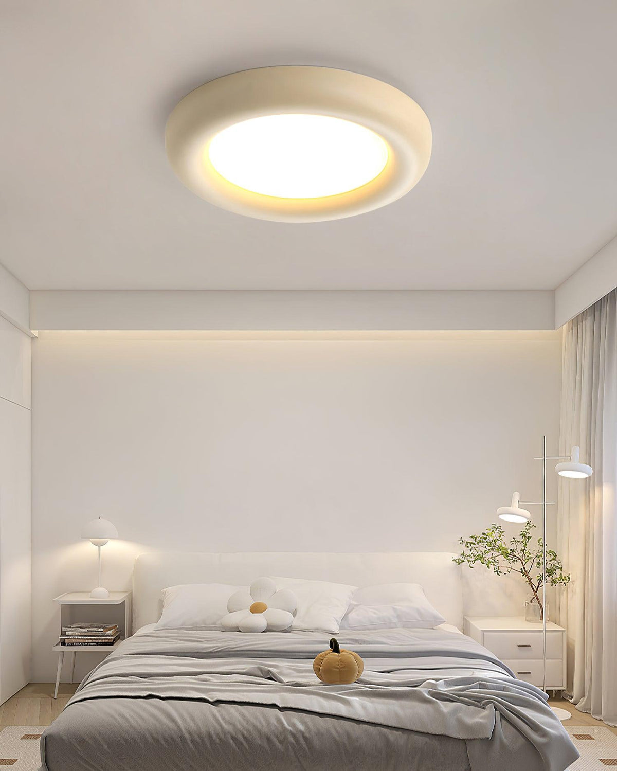 Plafonieră aplicată bej cu rozetă de tavan minimalist