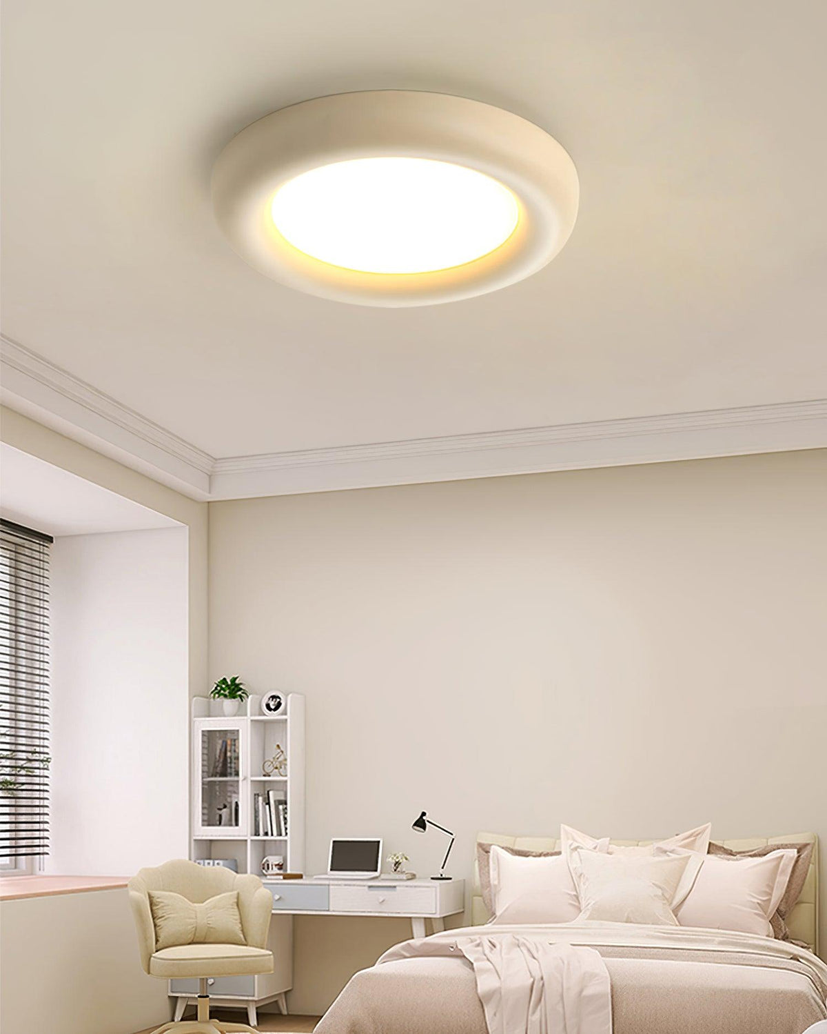 Plafonieră aplicată bej cu rozetă de tavan minimalist