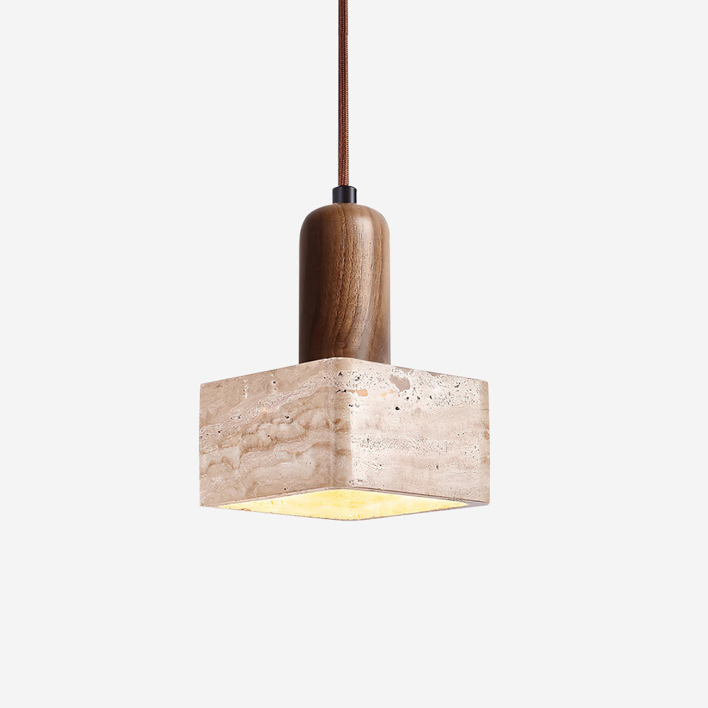 Lava lampă suspendată din travertin, pătrată