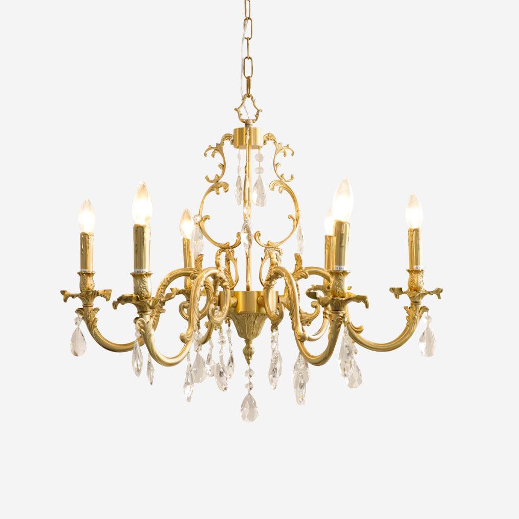 Ella candelabru din alamă și cristal, clasic