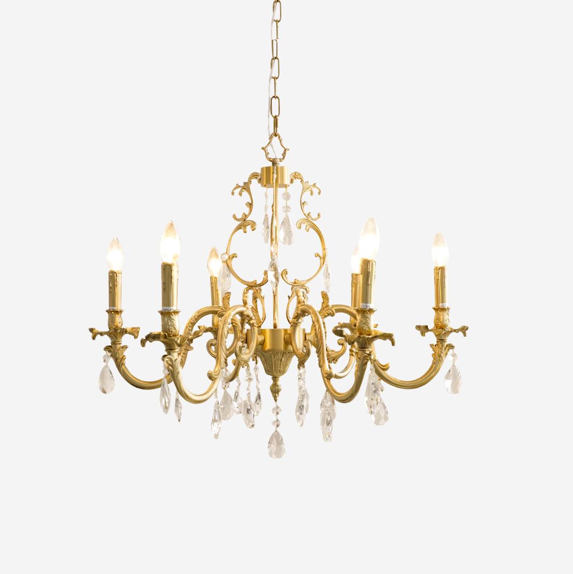 Ella candelabru din alamă și cristal, clasic