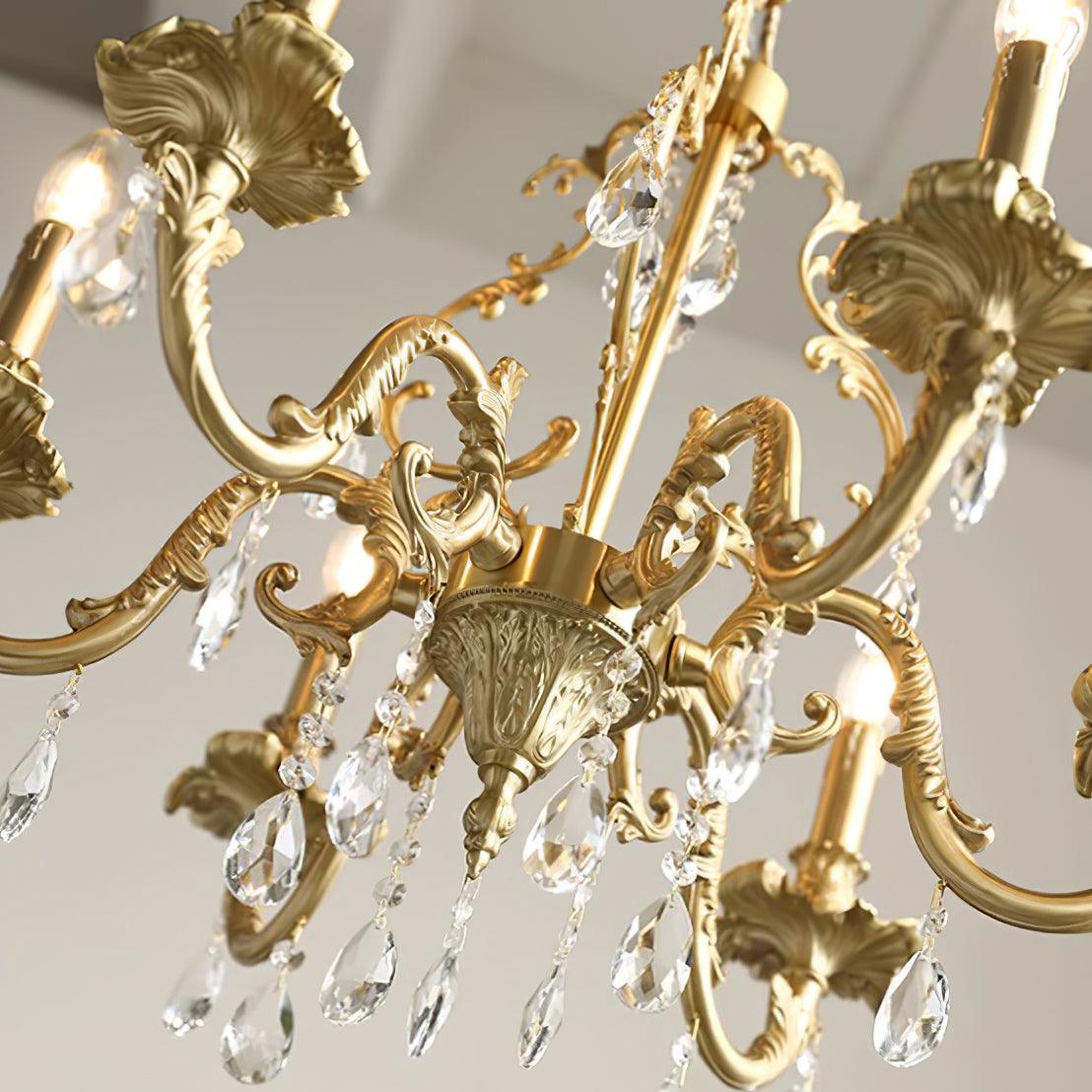 Ella candelabru din alamă și cristal, clasic