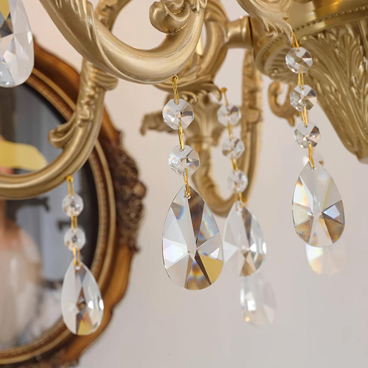 Ella candelabru din alamă și cristal, clasic