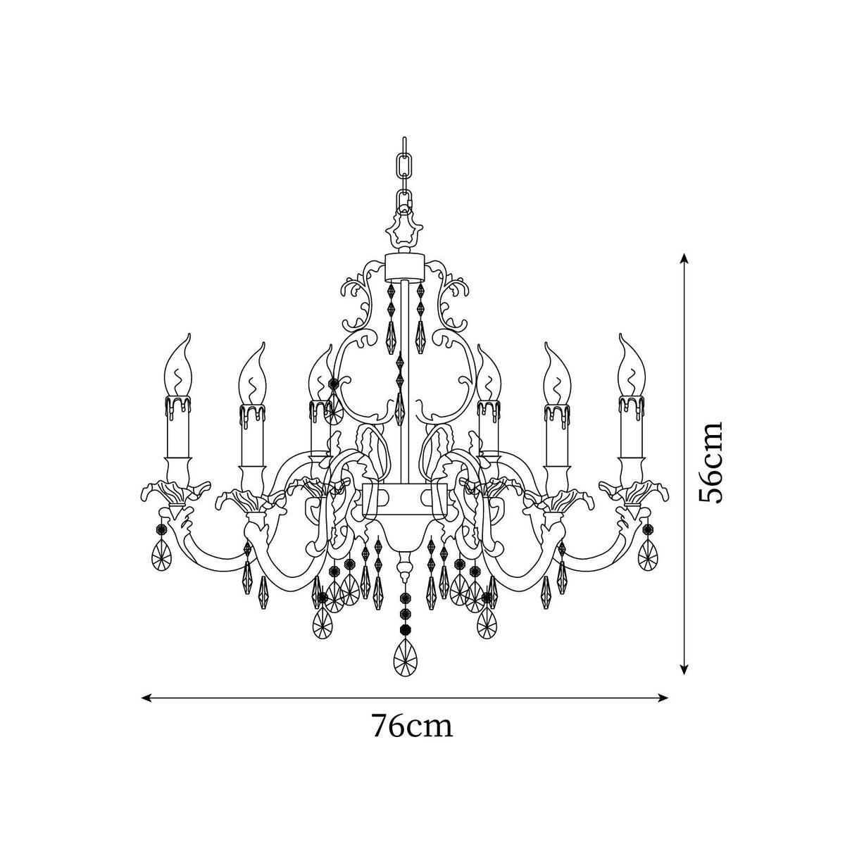 Ella candelabru din alamă și cristal, clasic