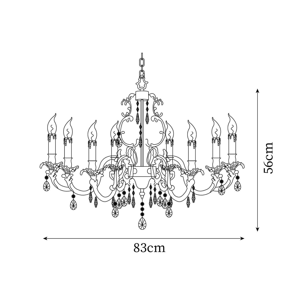 Ella candelabru din alamă și cristal, clasic
