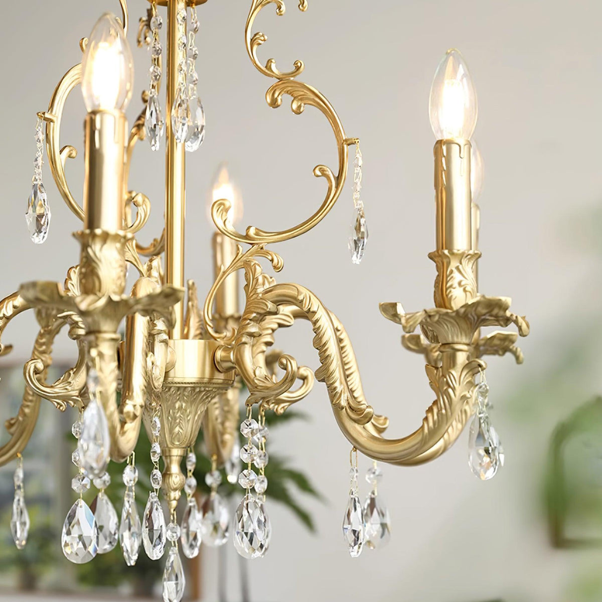 Ella candelabru din alamă și cristal, clasic