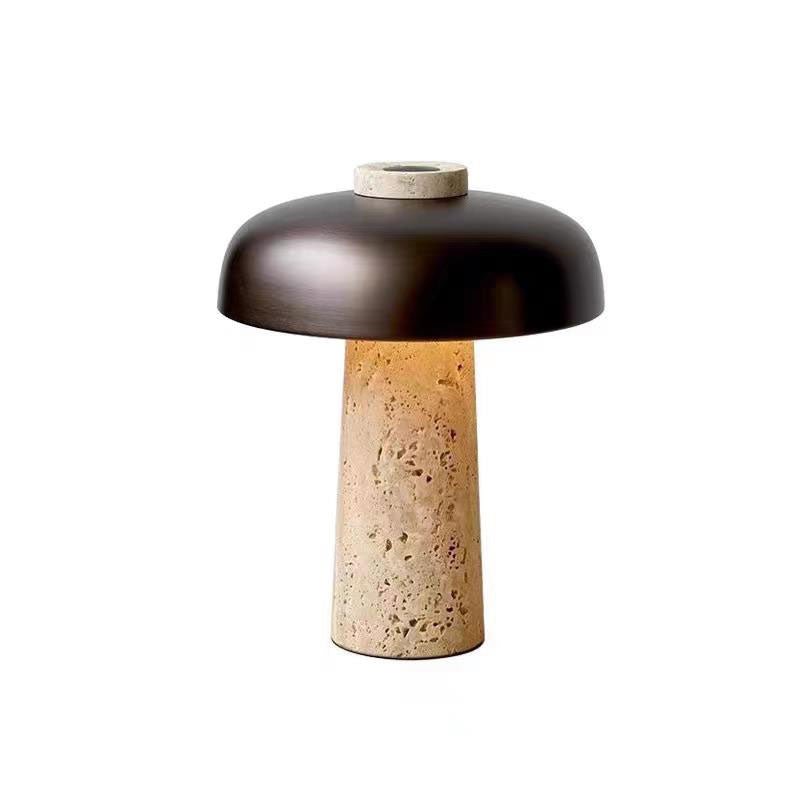 Tavivira lampă de masă cu formă de ciupercă din travertin