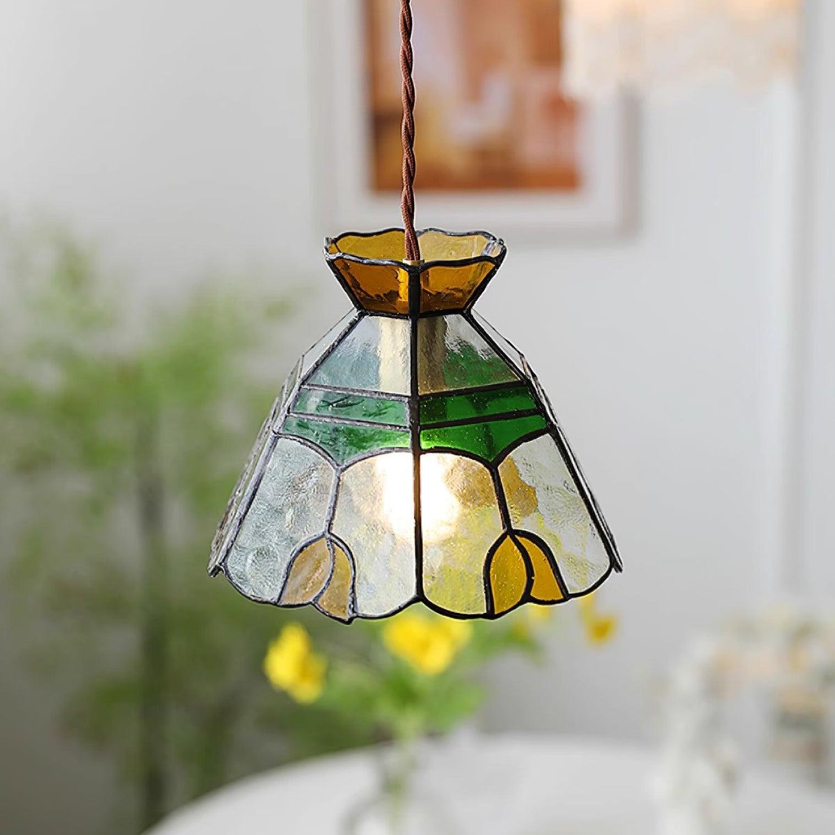 Coriva lampă suspendată din sticlă colorată, în stil modernist de la mijlocul secolului