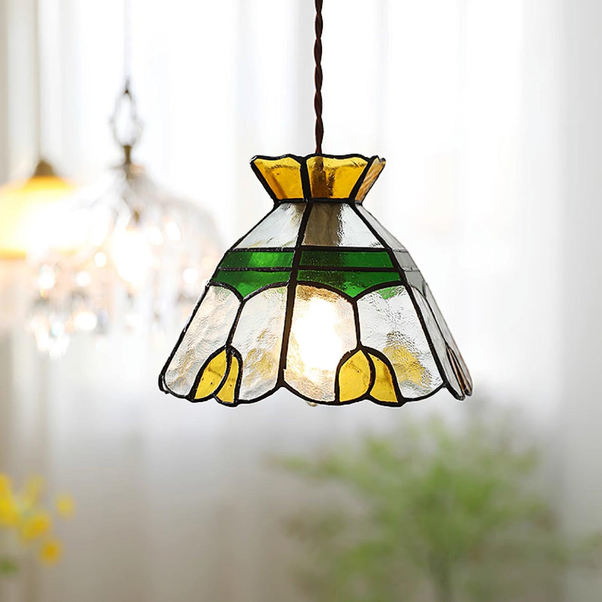 Coriva lampă suspendată din sticlă colorată, în stil modernist de la mijlocul secolului