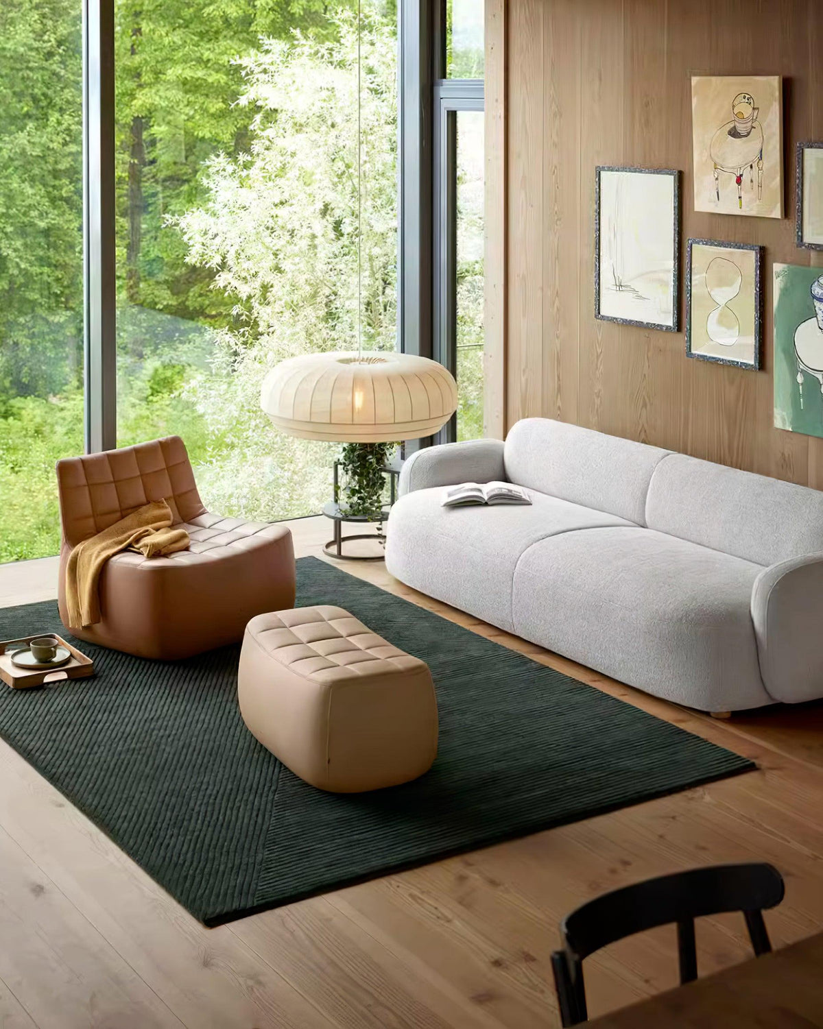 Taro lampă suspendată cu abajur din mătase alb cu linii verticale moi, modern și minimalist, din material textil