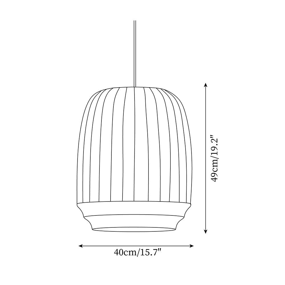 Taro lampă suspendată cu abajur din mătase alb cu linii verticale moi, modern și minimalist, din material textil